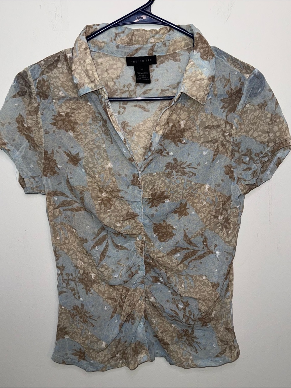 The Limited Fairycore Blouse Blue and Brown Y2K Vintage Gilmore Girls Top